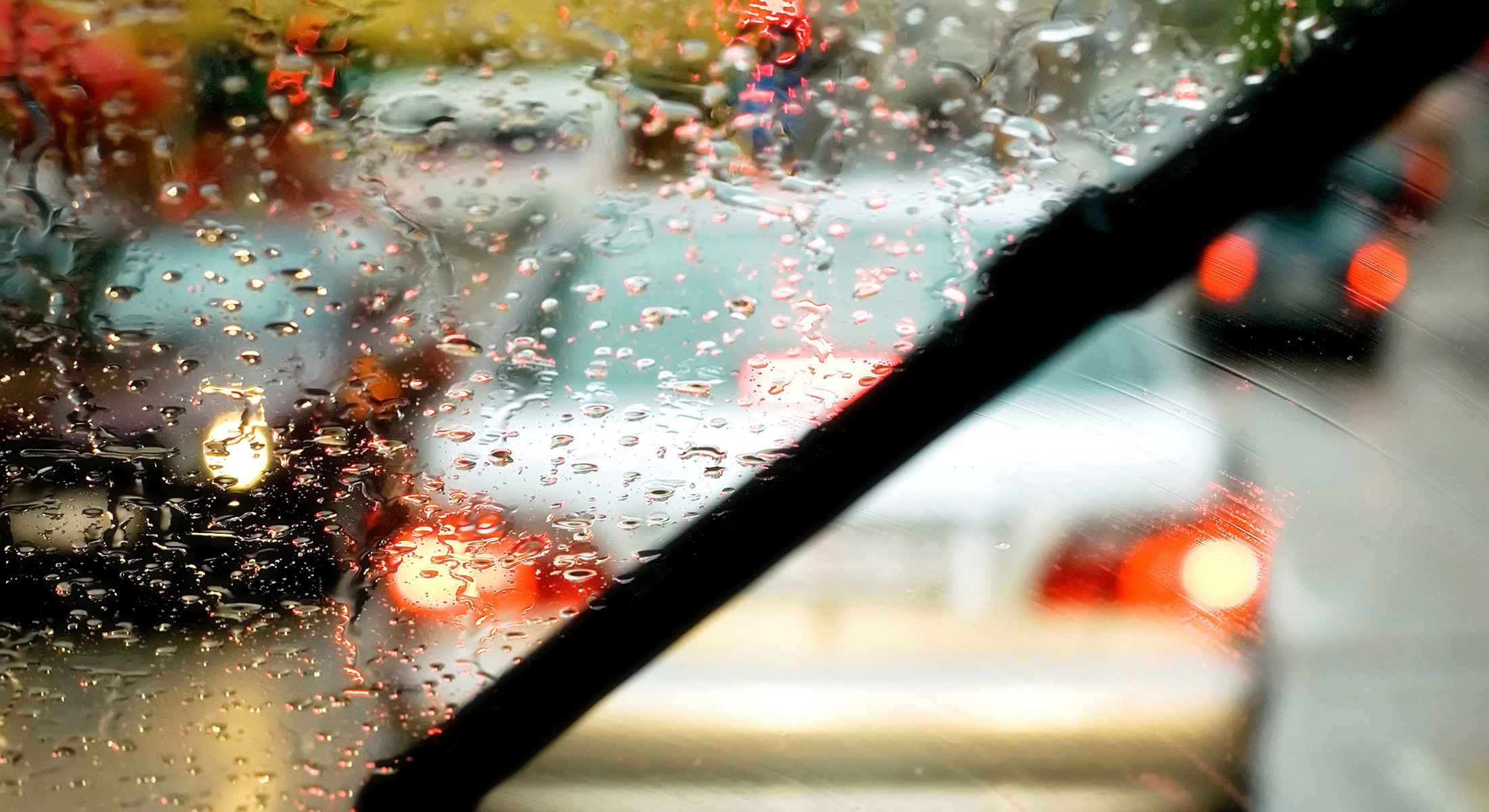 Photo of a rainy windshield