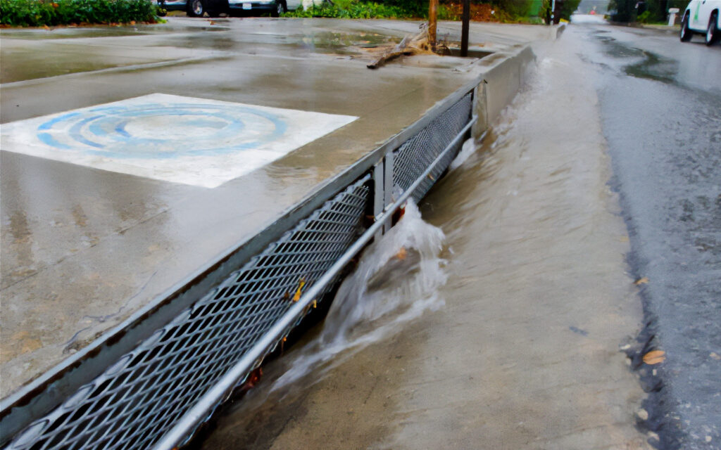Photo of water going into a storm drain