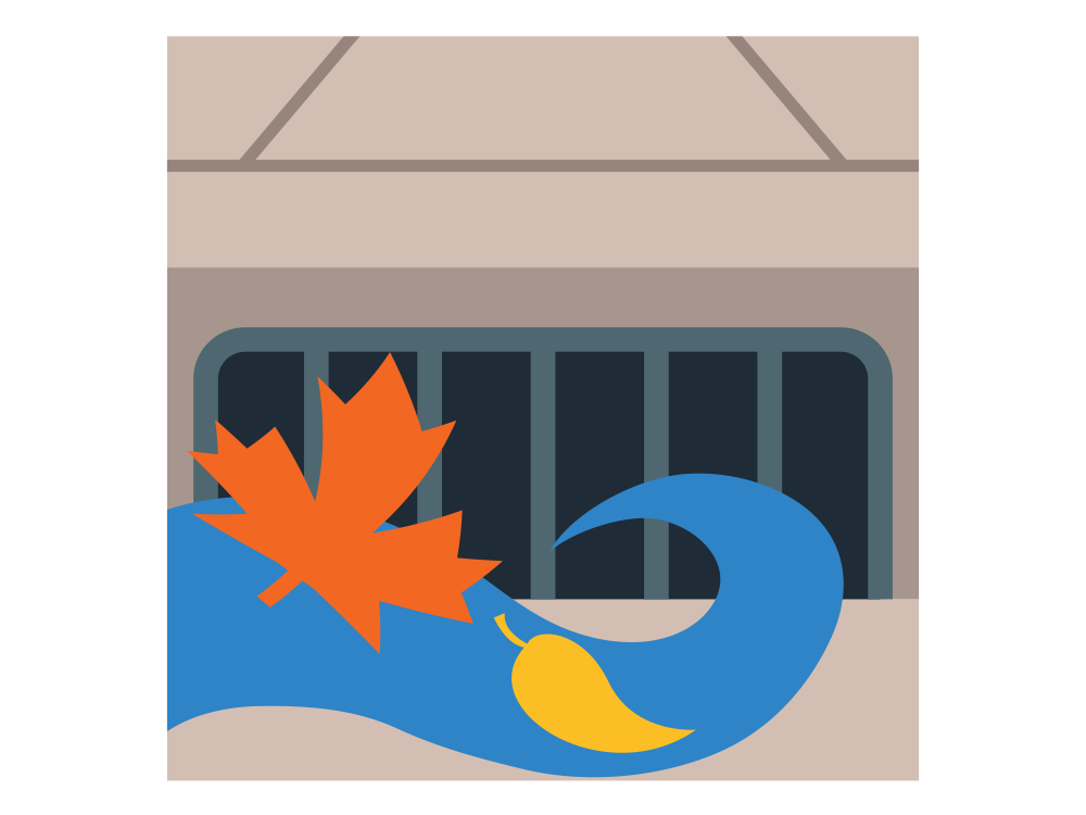 illustration of water going into a storm drain