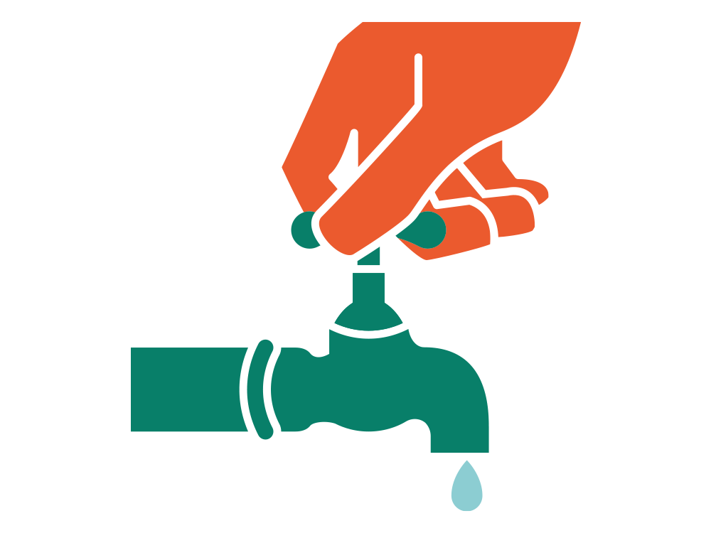 illustration of a hand turning a faucet