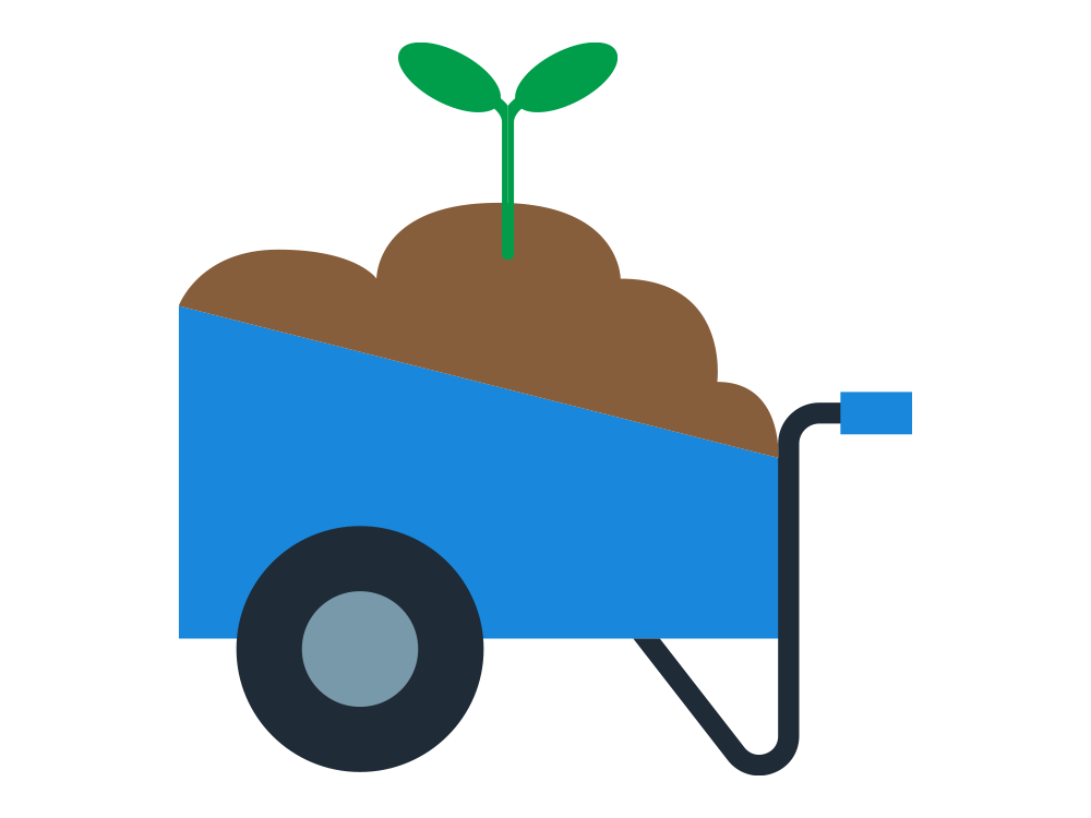 illustration of a wheelbarrow full of mulch
