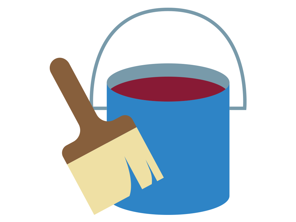 illustration of a paint brush and paint can