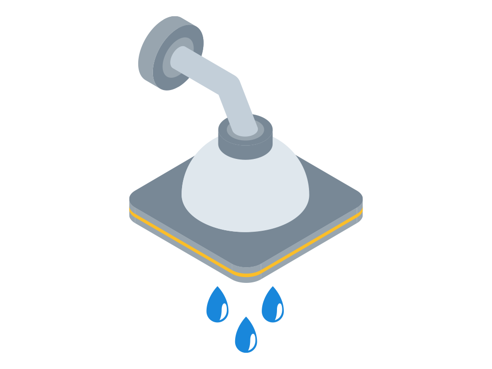 illustration of a shower head leaking