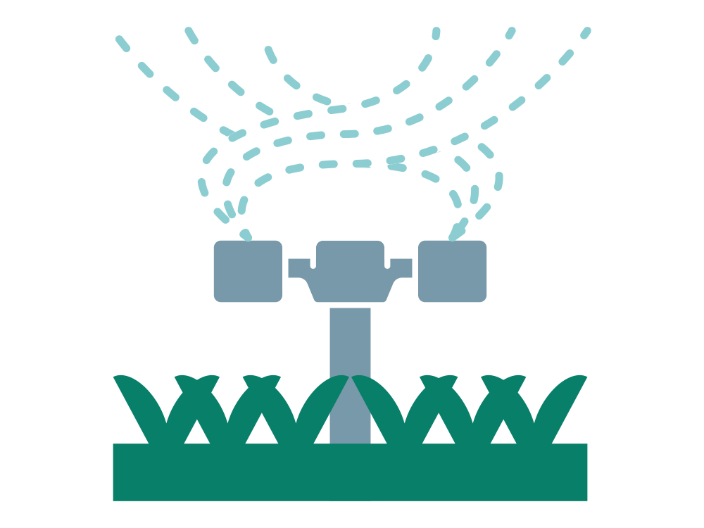illustration of grass sprinklers
