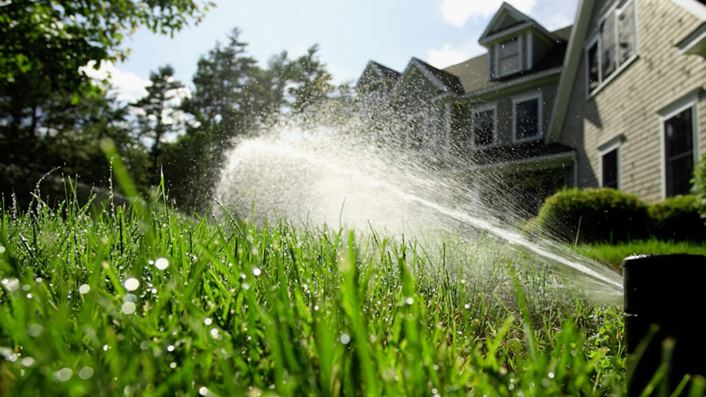 photo of a grass sprinkler