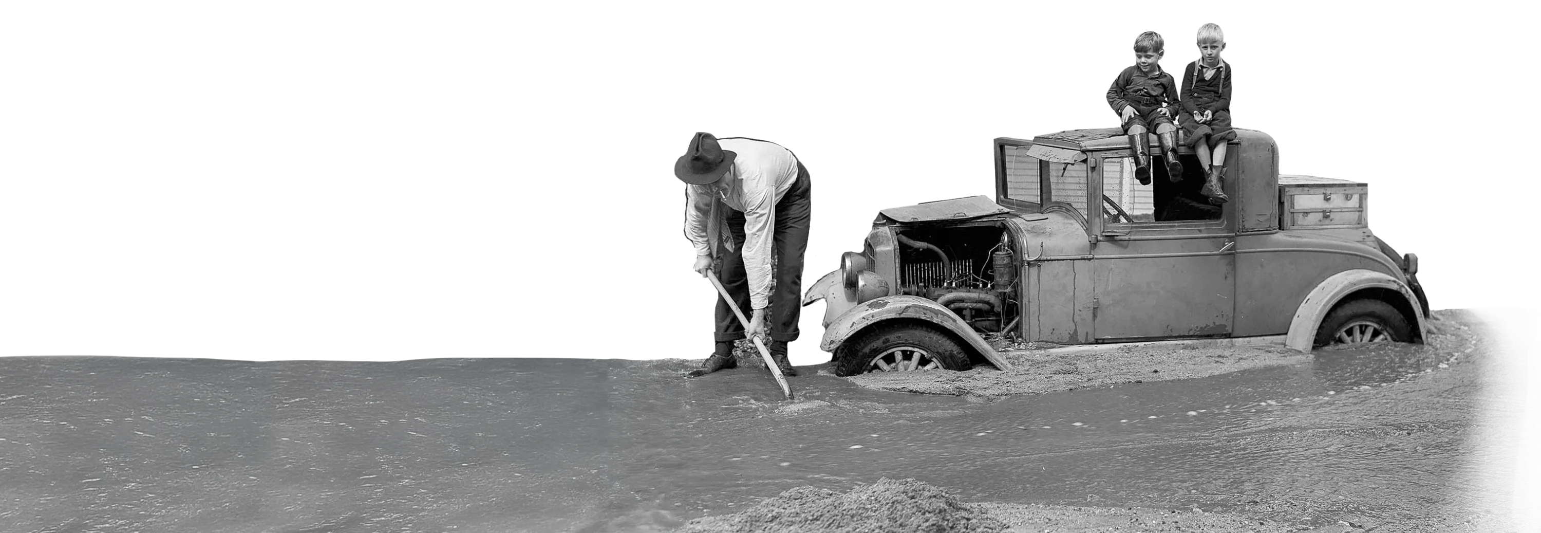 photo of a car stuck in the mud