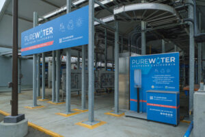 the new signage at the Pure Water Facility. This signage replaced the older Regional Recycled Water signage.